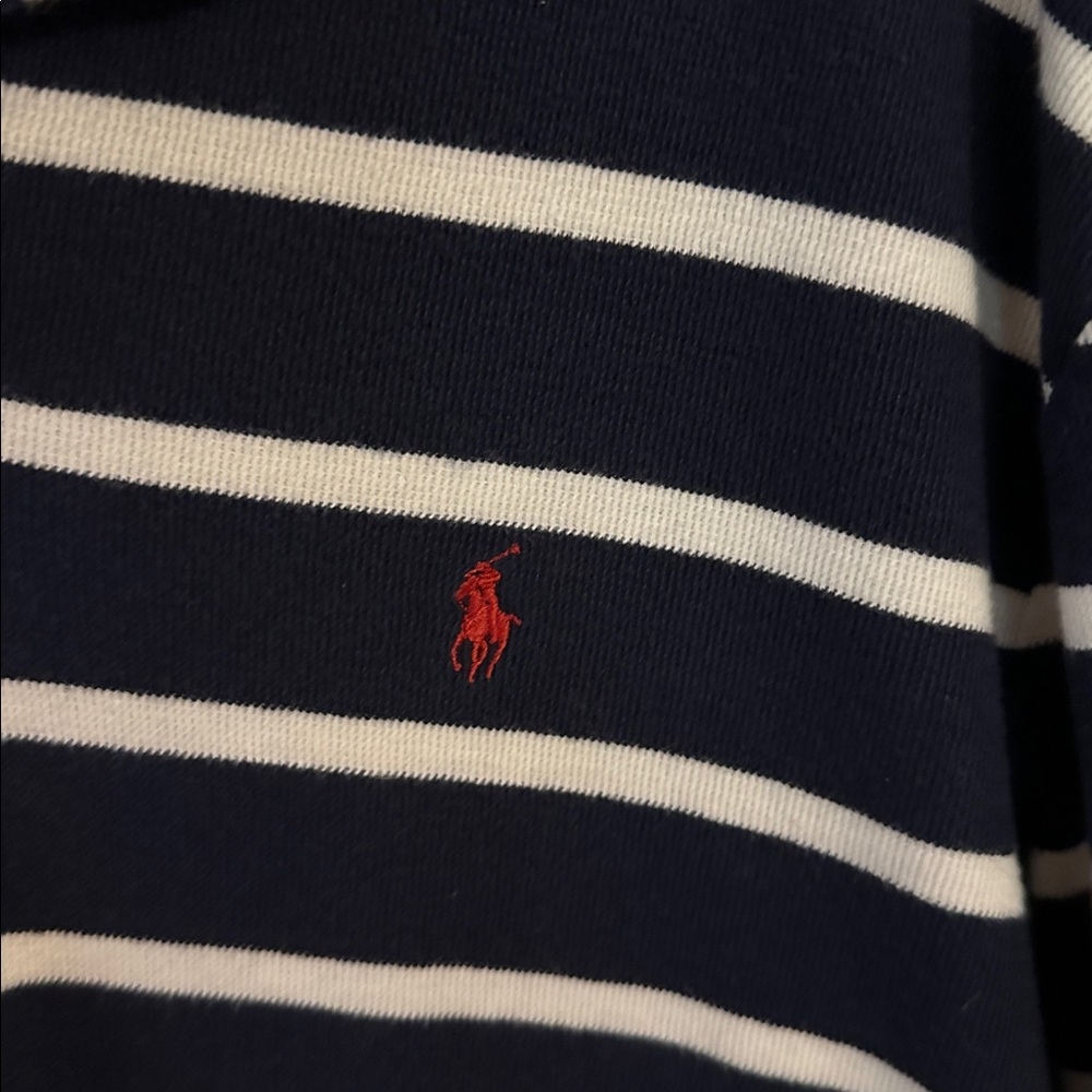Ralph Lauren Men's Navy and White Striped Polo Shirt - Picture 3 of 4